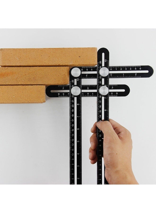 Aluminum Multinfunction Six-folding Ruler Multi Angle Measuring Tool 3-Holes Positioning Apertures For Tile Opening Hole Builders Craftsmen Carpenters Drill Guide Locator - Image 5