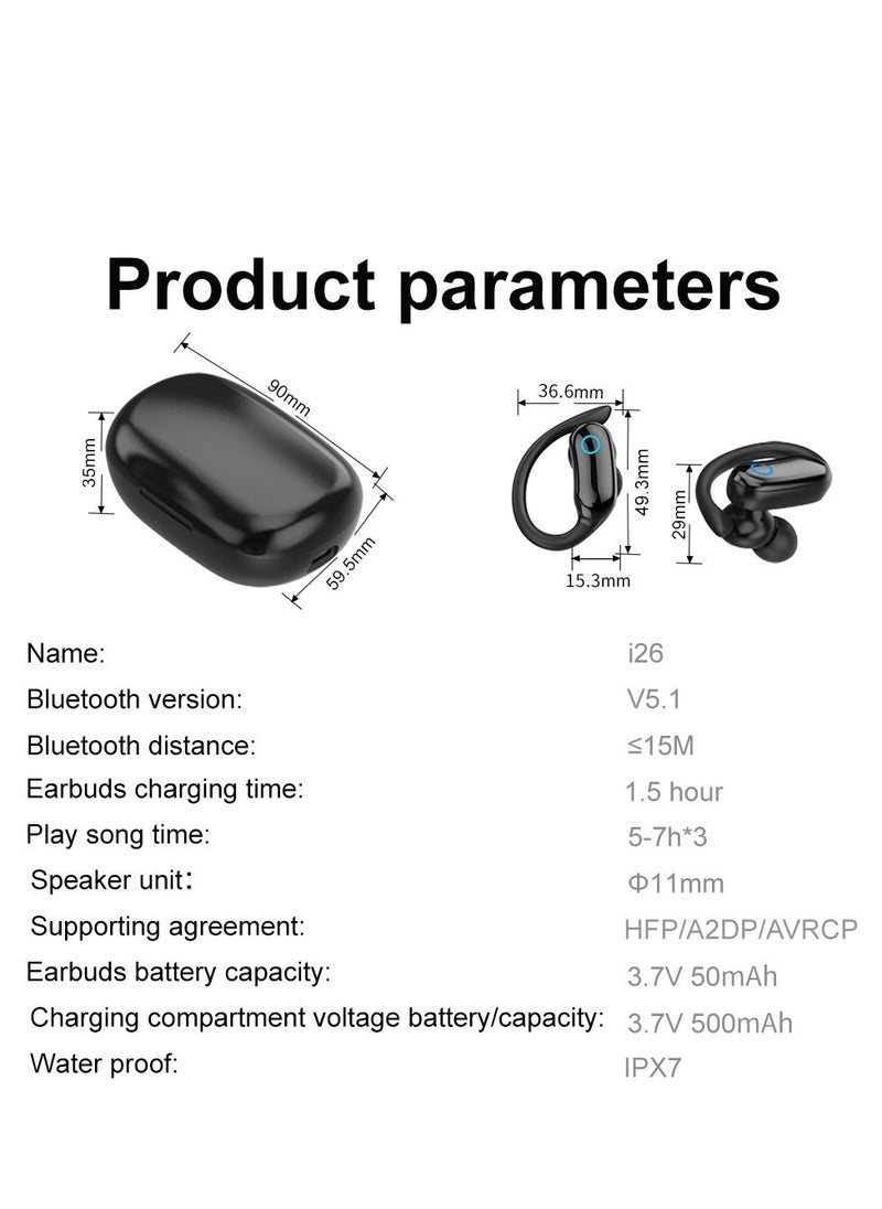 I26 Wireless TWS Earbuds 50 mAh Battery 20 Hours Playtime IPX7 Deep Waterproof 5.1 Chipset Faster And Reliable Connection Latest Digital Charging Display Handsfree