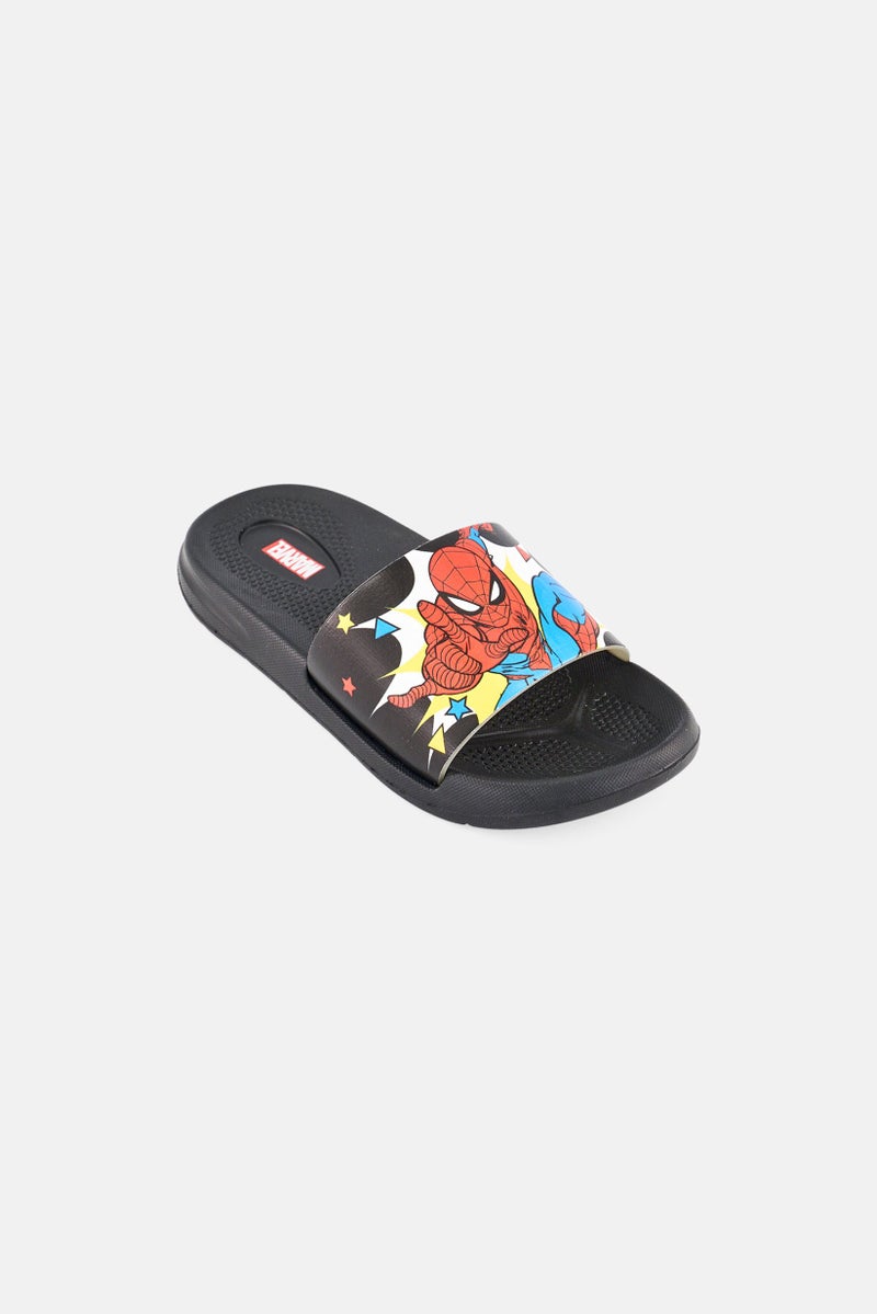 MARVEL Kids Boy Spiderman Slip On Slides, Black - Image 1