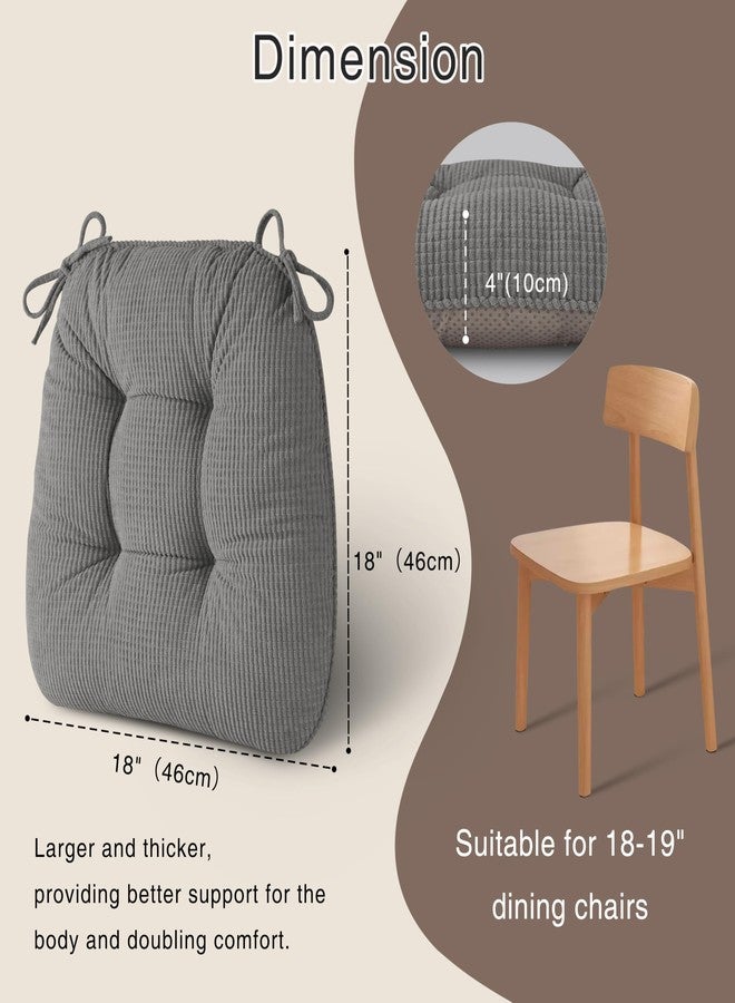 OVOV Chair Cushions for Dining Chairs Set of 1 Non-Slip Kitchen Seat Cushions 18" x 18" x 4" Indoor Seat Pads with Ties Grey - Image 2
