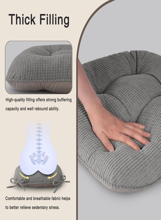 OVOV Chair Cushions for Dining Chairs Set of 1 Non-Slip Kitchen Seat Cushions 18" x 18" x 4" Indoor Seat Pads with Ties Grey - Image 5