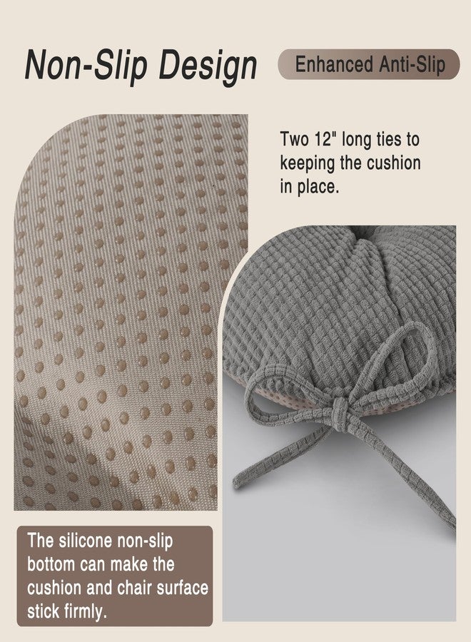 OVOV Chair Cushions for Dining Chairs Set of 1 Non-Slip Kitchen Seat Cushions 18" x 18" x 4" Indoor Seat Pads with Ties Grey - Image 3