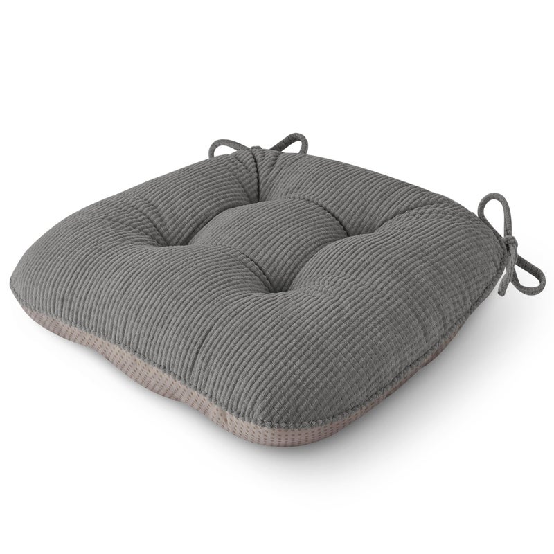 OVOV Chair Cushions for Dining Chairs Set of 1 Non-Slip Kitchen Seat Cushions 18" x 18" x 4" Indoor Seat Pads with Ties Grey - Image 1