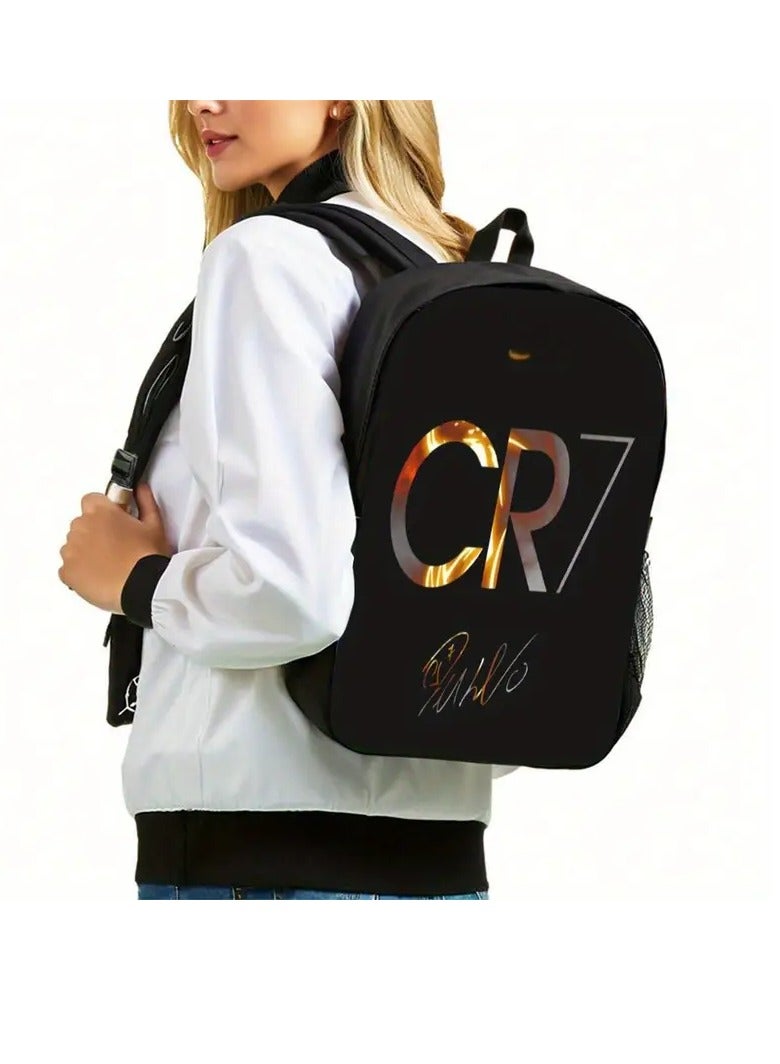 CR7 Football Backpack Set, 3-Piece Student Bookbag with Lunch Bag and Pencil Case - Image 2