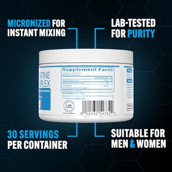 PEScience TruCreatine+ Creatine Monohydrate Powder Plus Epicatechin, Micronized Creapure Creatine for Women & Men, Supports Muscle Growth, Strength & Recovery, Cognition, 30 Servings, Unflavored - Image 4