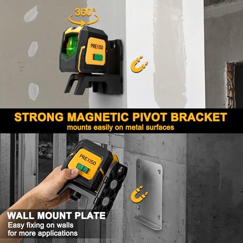 PREXISO Laser Level with Tripod & 2 Plumb Dots - 100 Ft Green Point Laser Level Self Leveling - Plumb Spot Alignment Cross Laser Line Tool for Construction, Ceiling, Floor Tile with Magnetic Base - Image 4