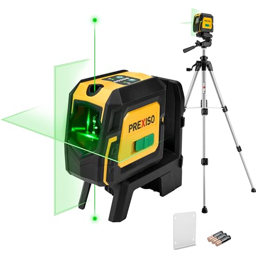 PREXISO Laser Level with Tripod & 2 Plumb Dots - 100 Ft Green Point Laser Level Self Leveling - Plumb Spot Alignment Cross Laser Line Tool for Construction, Ceiling, Floor Tile with Magnetic Base - Image 1