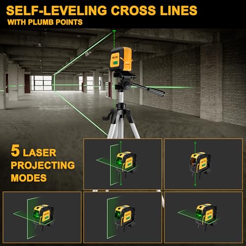PREXISO Laser Level with Tripod & 2 Plumb Dots - 100 Ft Green Point Laser Level Self Leveling - Plumb Spot Alignment Cross Laser Line Tool for Construction, Ceiling, Floor Tile with Magnetic Base - Image 2