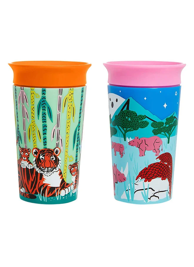 Munchkin Miracle 360° Wildlove Sippy Cup 9oz/266ml Rhino and Tiger 2 Pack