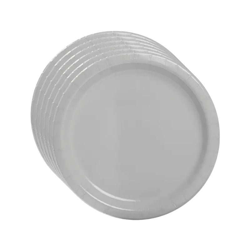 Mini Disposable Paper Plates 7inch Party Tableware With Rim 6pcs- White