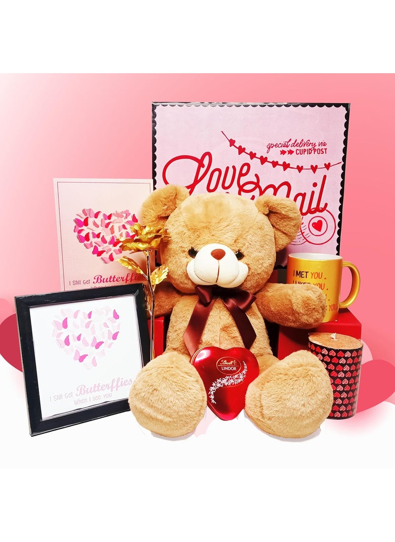 NorthLand - Northland Special 7 Days Hamper for Valentine Week - Teddy Bear, 1 Gold Rose, Scented Candle, Heart Shape Gift Pack, Photo Frame, Coffee Mug, Greeting Card Valentine Week Hamper - Image 1