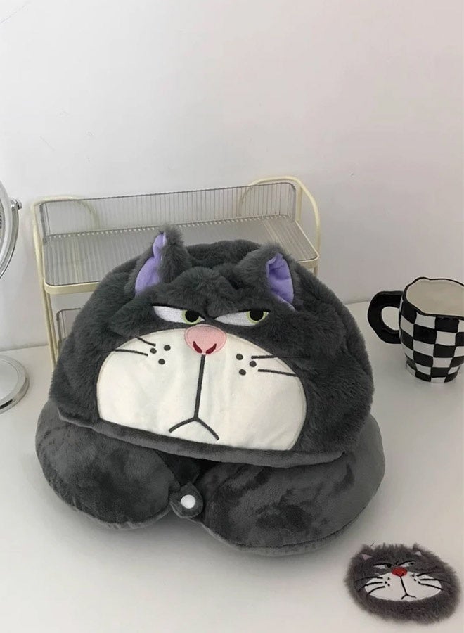 MLADEN Travel Neck Pillow, Cute Cat-Shaped Hooded Pillow with Adjustable Hood, Soft Plush Portable Travel Accessory for Plane, Car, Train, Bus – Cozy Sleep Support - Image 5