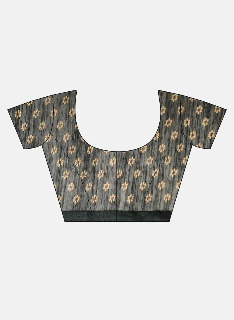 ZERESOUQ Black Art Silk Printed Classy Saree