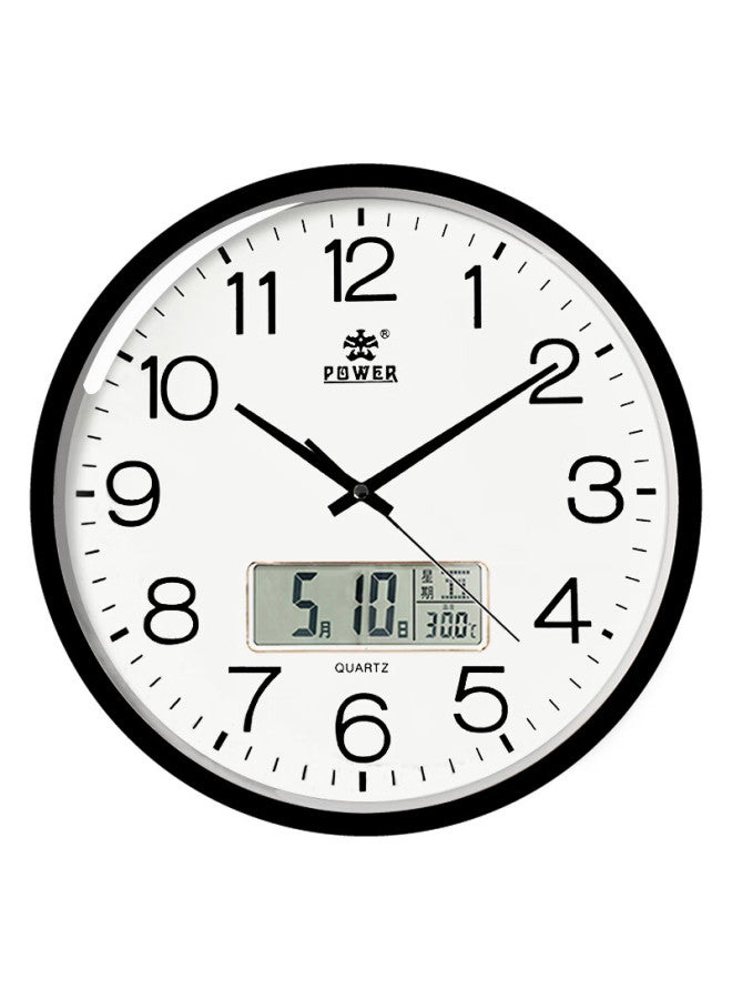Power Ba Wall Clock, Living Room Simple Timepiece, Wall-mounted Quartz Clock, No Drilling Required, Home Use, 35cm Black Bw240519b1 - Image 3