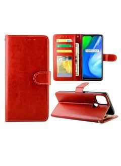HuHa Case Cover For Realme V3 Crazy Horse Texture Leather Horizontal Flip Protective Case with Holder & Card Slots & Wallet & Photo Frame Brown 