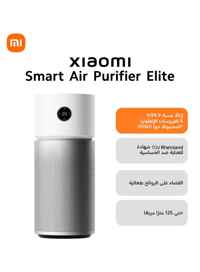 Xiaomi Smart Air Purifier Elite Y-600 for Large Rooms up to 125 ㎡（1345 ft²）, High-CADR Air Purification, Dual HEPA & Activated Carbon Filters, 0.3μm Fine Particle Removal, Real-Time PM2.5 Monitoring, OLED Air Quality Display, Smart App & Voice Control, Quiet Sleep Mode Y-600 White - Image 1