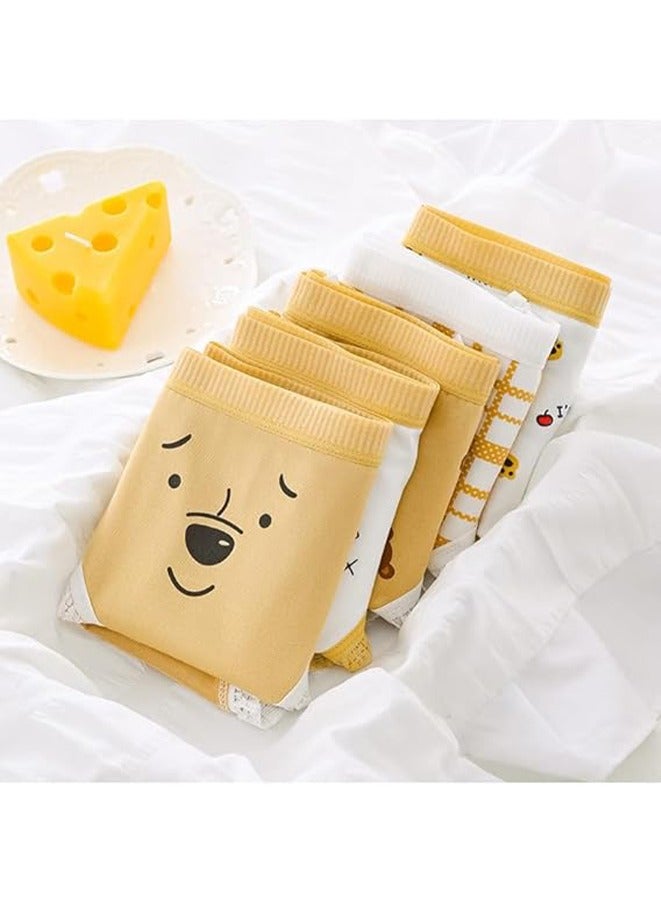 women’S underwear soft breathable cotton brief ladies cute panties Japanese lingerie 5-pack (yellow/white,)  - Image 5