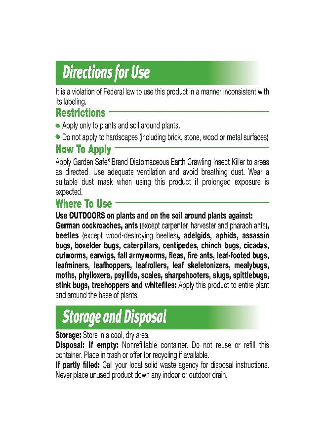 Garden Safe Brand Crawling Insect Killer Containing Diatomaceous Earth, 4 Pounds, Kills Cockroaches, Ants and Other Listed Crawling Insects by Contact, For Use Indoors & Outdoors - Image 3