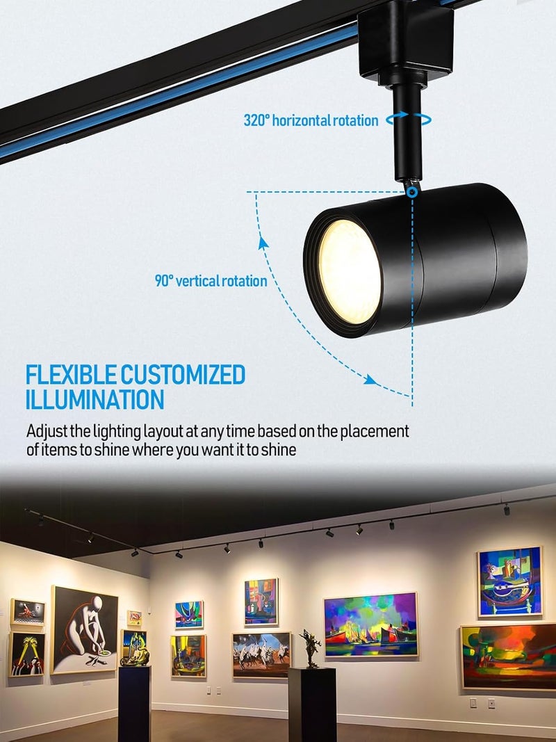 LEONLITE Small Space Series 8.5W LED H Track Lighting Heads, ETL Listed, Dimmable H Track Light Heads for Store Shop Cafe, CRI90, 36° H Track Lighting, 2700K Soft White, Matte Black, Pack of 4 - Image 2