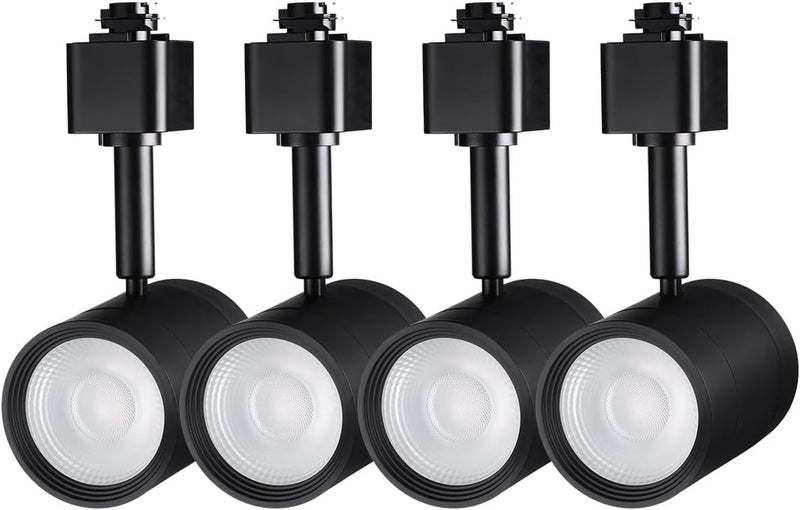 LEONLITE Small Space Series 8.5W LED H Track Lighting Heads, ETL Listed, Dimmable H Track Light Heads for Store Shop Cafe, CRI90, 36° H Track Lighting, 2700K Soft White, Matte Black, Pack of 4 - Image 1