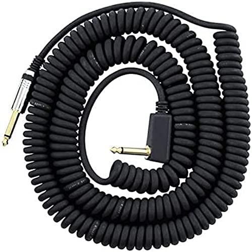 VOX VCC090BK Vintage Coiled Guitar Cable - 29.5ft, Straight to Right Angle, 1/4" TS Male, Black - Image 1