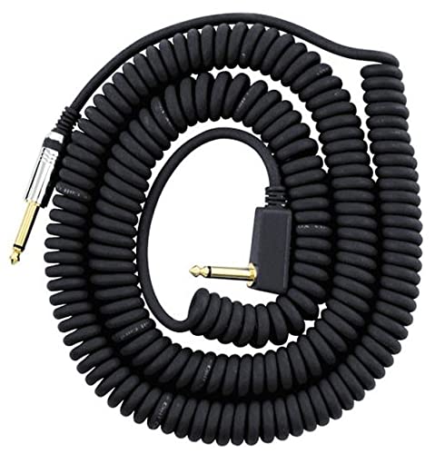 VOX VCC090BK Vintage Coiled Guitar Cable - 29.5ft, Straight to Right Angle, 1/4" TS Male, Black - Image 2