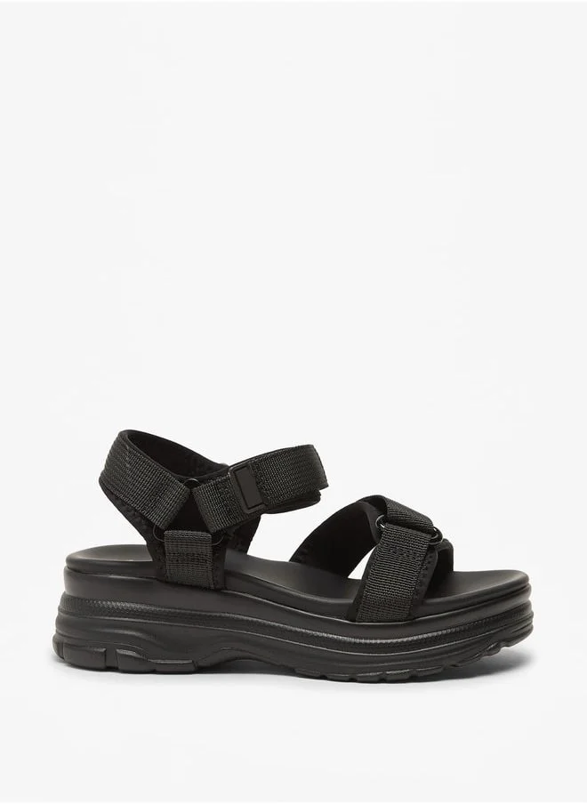 Le Confort Girls Chunky Strappy Sandals with Hook and Loop Closure