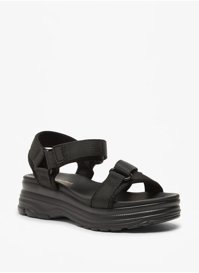 Le Confort Girls Chunky Strappy Sandals with Hook and Loop Closure