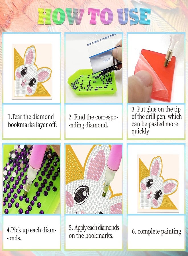 beinkmake 10Pcs Animal 5D Diamond Art Bookmarks Owl Fox Dog Diamond DIY Painting Corner Bookmarks Frog Cow Rhinestones Beaded Crystal Bookmark Kits for Book Lovers Beginner Adult Crafts - Image 4