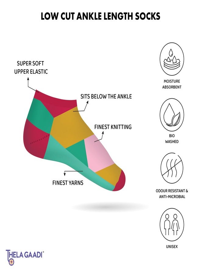 THELA GAADI Shinchan Socks - Pure Cotton Printed Funky Socks for Men & Women | Low Cut Ankle Length Socks | Odour Free & Beathable, Free Size | Pack of 4, Shinchan Mood, Free Size - Image 5