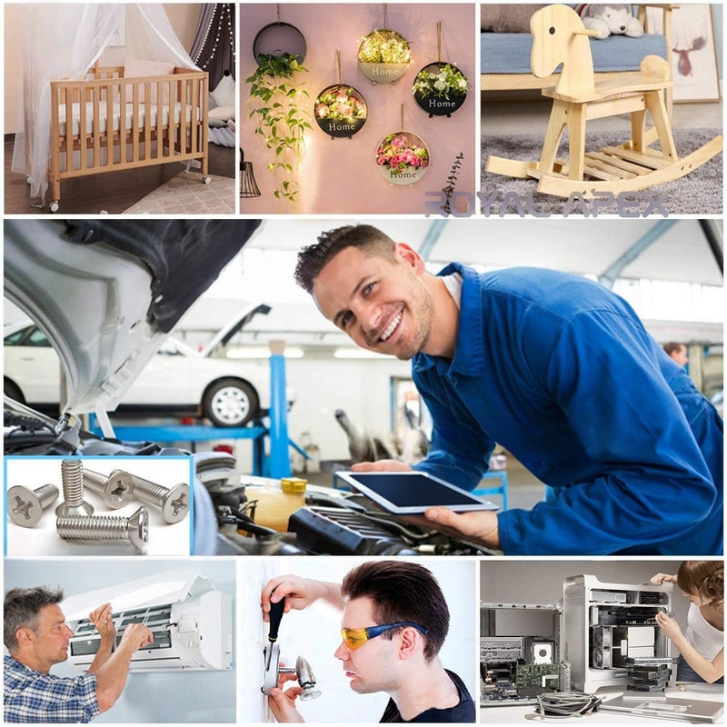 4 قطع - براغي مقابض الأبواب، براغي توصيل، أكمام، براغي فيليبس، رأس مسطح غاطس، براغي تثبيت، براغي مفصلية ذات فتحة قطع - Image 3