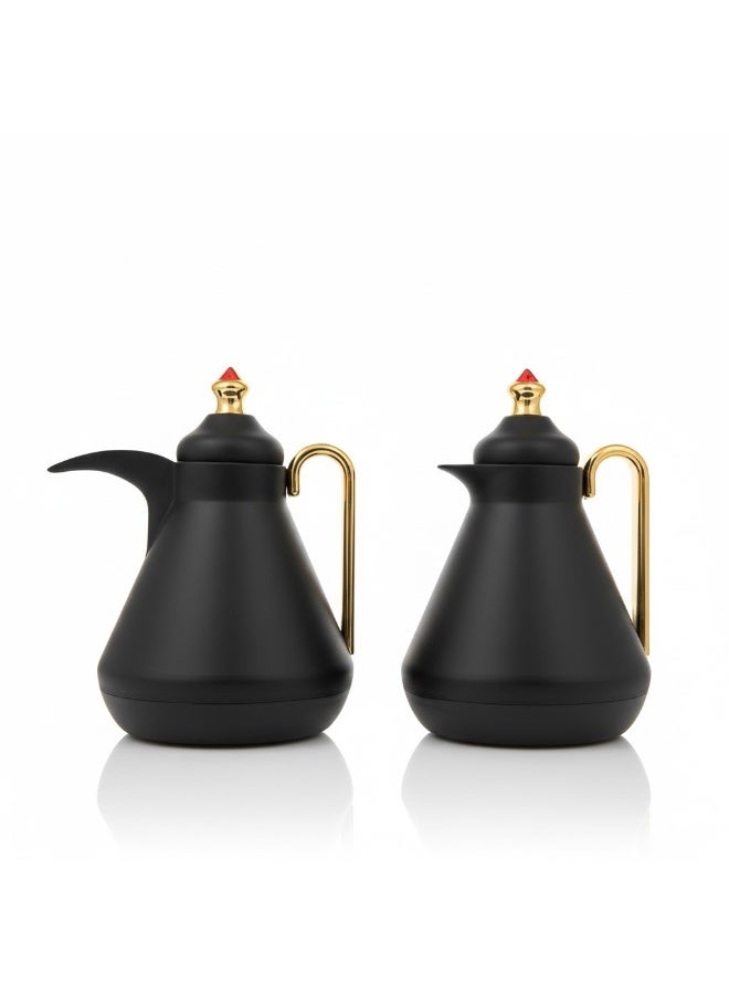 Host 🫖☕ Host Luxury Thermos Set for Tea and Coffee – 1 Liter x 2 | Matte Black Design with Elegant Gold Accents - Image 3