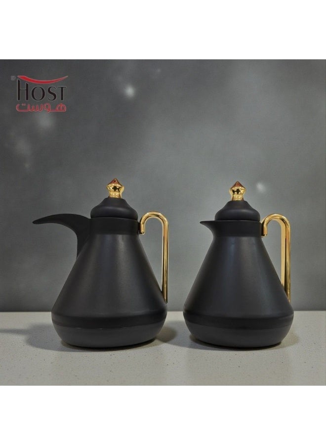 Host 🫖☕ Host Luxury Thermos Set for Tea and Coffee – 1 Liter x 2 | Matte Black Design with Elegant Gold Accents - Image 4
