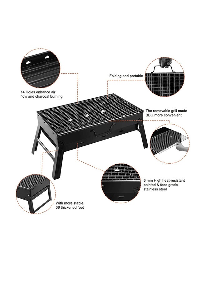 Portable Black Charcoal Grill - 36X10.5X28cm - Image 3