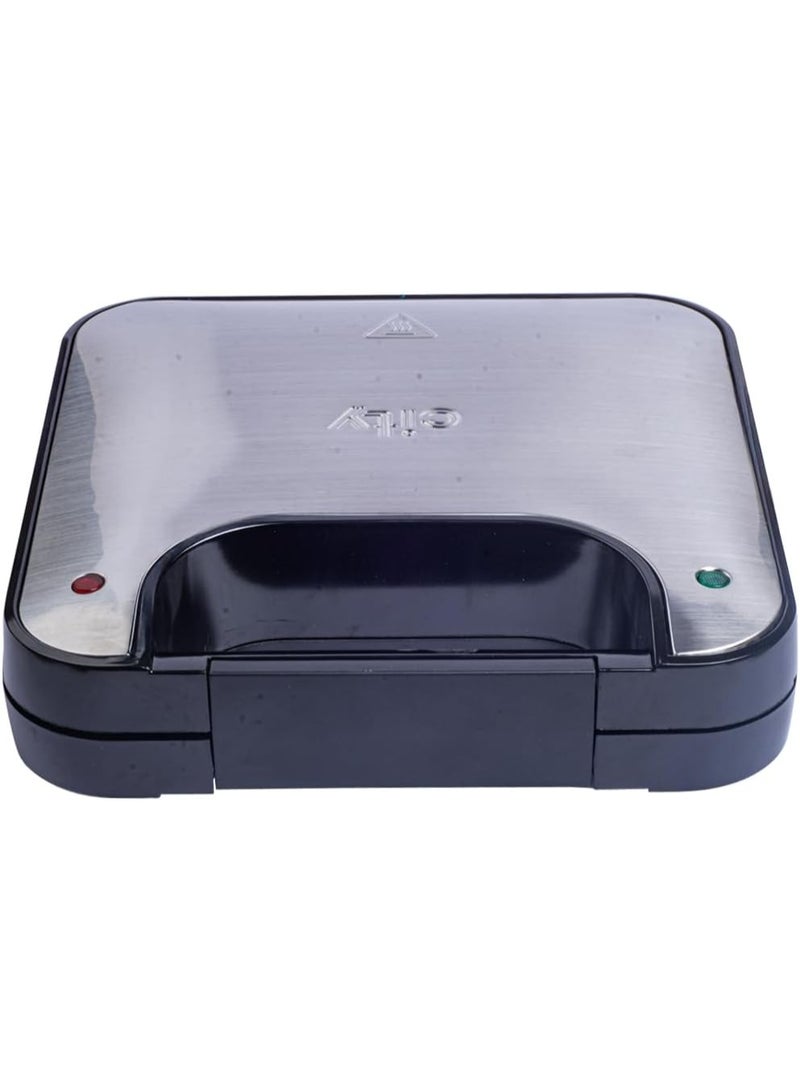 3-in-1 Sandwich Maker – Sandwich Maker with Interchangeable Plates and Adjustable Temperature – 800 Watts – Black and Silver - Image 3