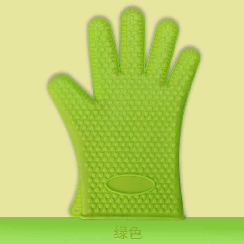Silicone Oven Gloves Heat Resistant Baking Mitts Green [one] Green [one]