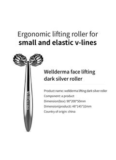 Wellderma Face Lifting Dark Silver Roller Ergonomic Lifting Roller For Small And Elastic Vlines Massage Stick Roller  - Image 4