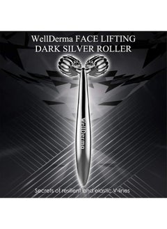 Wellderma Face Lifting Dark Silver Roller Ergonomic Lifting Roller For Small And Elastic Vlines Massage Stick Roller  - Image 3