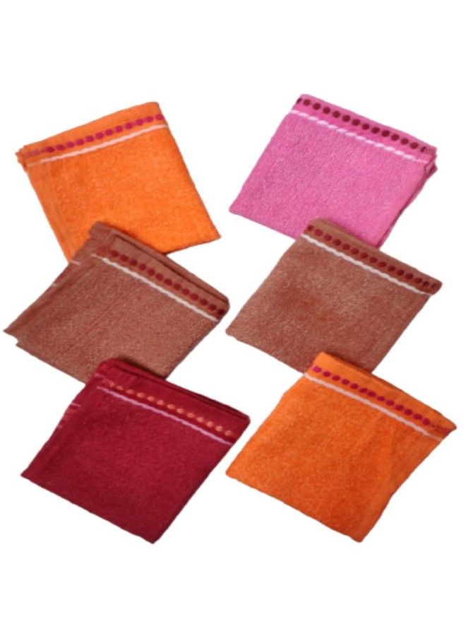 Oras Luxury Pack Of Cotton Pieces Face Towel ; Hanky ; Ultra Soft ; Extra Absorbent Size: 25' × 25' Cm. (Multicolour Set Of 6) - Image 1