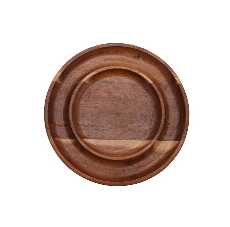 Vague Round Wooden Fruit Tray Nacho Platter (28x3cm)