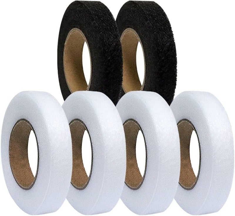 GNAFOTU 6 Rolls Iron On Hemming Tape - Adhesive Hem Tape for Pants Dresses Clothes Curtains, Fabric Tape No Sew Hemming Tape, White, Black - Image 1