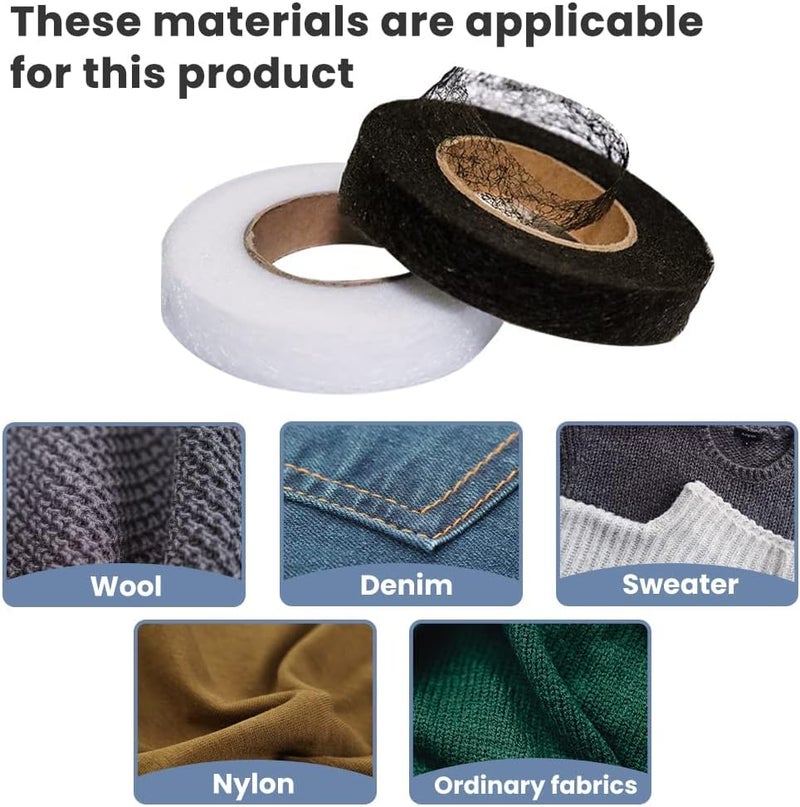 GNAFOTU 6 Rolls Iron On Hemming Tape - Adhesive Hem Tape for Pants Dresses Clothes Curtains, Fabric Tape No Sew Hemming Tape, White, Black - Image 4