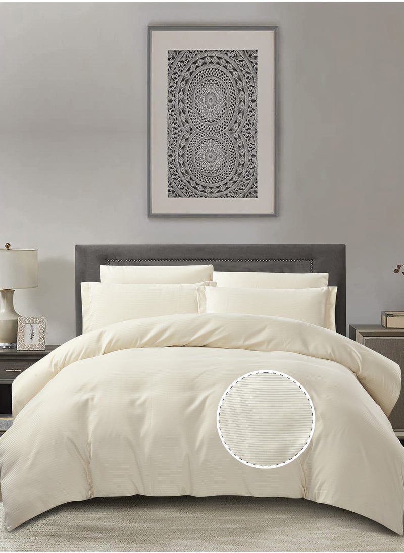 Donetella Striped Duvet Cover Set King Size 260x240 cm - 6-Pcs Bed Set, Microfiber Fabric - 1 Duvet Cover, 1 Fitted Sheet, 2 Pillow Sham, 2 Pillowcase (Filler Not Included)  - Image 1