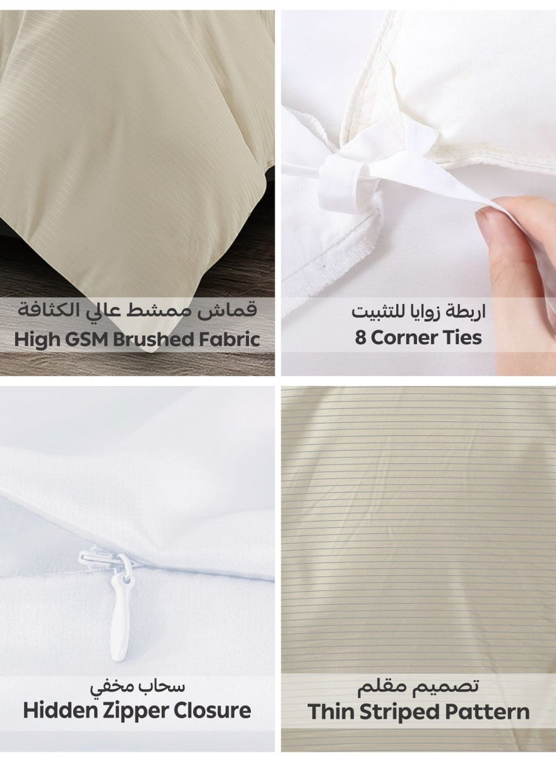 Donetella Striped Duvet Cover Set King Size 260x240 cm - 6-Pcs Bed Set, Microfiber Fabric - 1 Duvet Cover, 1 Fitted Sheet, 2 Pillow Sham, 2 Pillowcase (Filler Not Included)  - Image 5