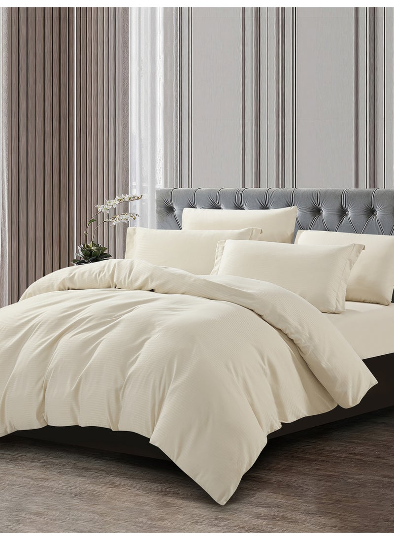 Donetella Striped Duvet Cover Set King Size 260x240 cm - 6-Pcs Bed Set, Microfiber Fabric - 1 Duvet Cover, 1 Fitted Sheet, 2 Pillow Sham, 2 Pillowcase (Filler Not Included)  - Image 2