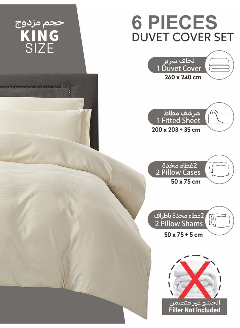 Donetella Striped Duvet Cover Set King Size 260x240 cm - 6-Pcs Bed Set, Microfiber Fabric - 1 Duvet Cover, 1 Fitted Sheet, 2 Pillow Sham, 2 Pillowcase (Filler Not Included)  - Image 4