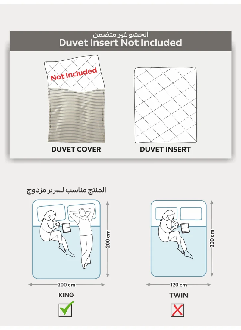 Donetella Striped Duvet Cover Set King Size 260x240 cm - 6-Pcs Bed Set, Microfiber Fabric - 1 Duvet Cover, 1 Fitted Sheet, 2 Pillow Sham, 2 Pillowcase (Filler Not Included)