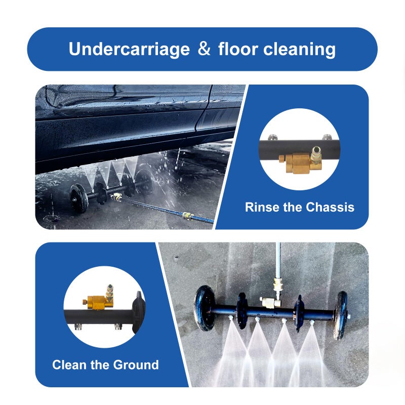 DUSICHIN Undercarriage Cleaner Water Broom Pressure Washer Attachment, 16 Inches Undercarriage Washer, Pressure Washer Underbody Cleaner 4 Extension Wands 4 nozzles for Garden Hose Too DUS3202 - Image 5
