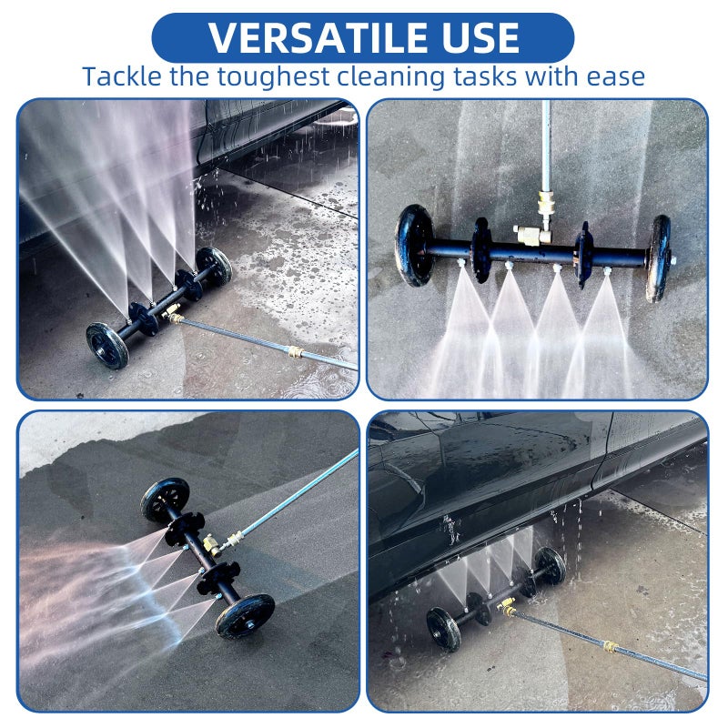 DUSICHIN Undercarriage Cleaner Water Broom Pressure Washer Attachment, 16 Inches Undercarriage Washer, Pressure Washer Underbody Cleaner 4 Extension Wands 4 nozzles for Garden Hose Too DUS3202 - Image 2