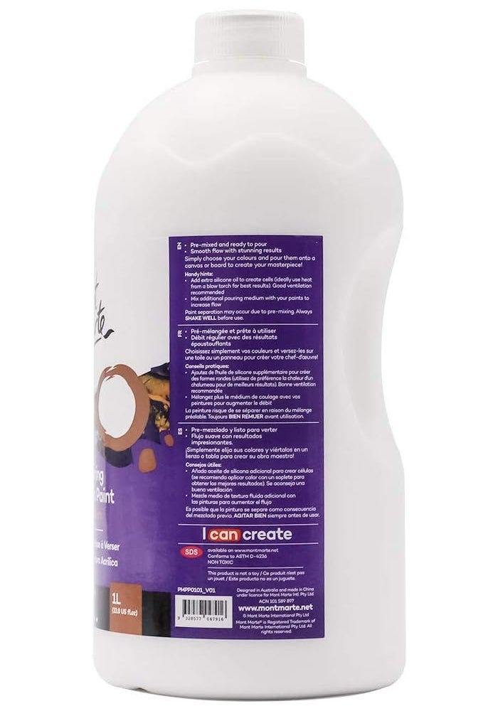 Mont Marte طلاء أكريليك سائل متميز من مونت مارت، 1 لتر (33.8 أونصة)، أبيض تيتانيوم - Image 2